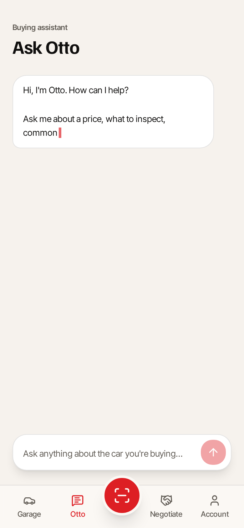 Ask Otto buying assistant chat screen